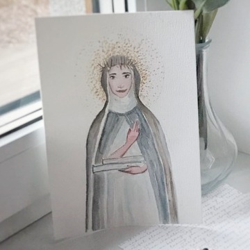 święta Katarzyna ze Sieny Ilustracja akwarelowa 