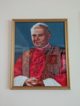 Papież Jan Paweł II obraz haft