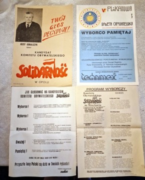 Solidarność  druki, ulotki, plakaty 1989 wyborcze 