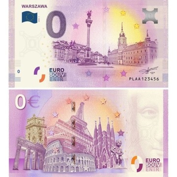 Banknot kolekcjonerski 0  EURO - WARSZAWA 2019 