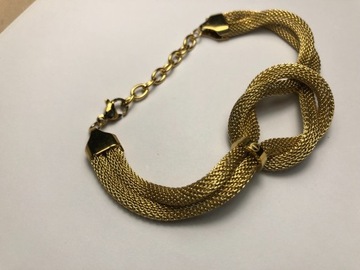 Złota bransoletka prosty węzeł marynarski 