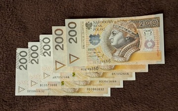 Banknot kolekcjonerski 200zł numer serii ... 666