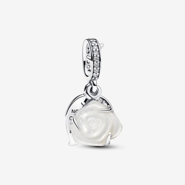 Pandora Podwójny charms Kwitnąca biała róża