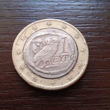 Podwójny destrukt menniczy, 1 Euro 2002, Grecja 