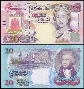 * GIBRALTAR 20 funtów 2006 P-33a stan UNC