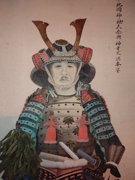 Japoński  oryginalny obraz malowany na jedwabiu.