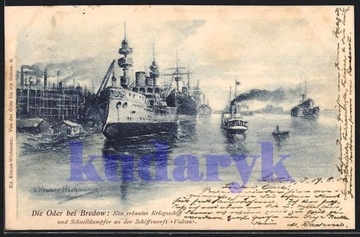 SZCZECIN Stettin Bredow okręty wojenne 1900