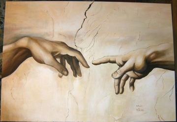 Kopia obrazu Michała Anioła "Stworzenie Adama