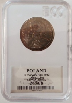 10000zł WŁADYSŁAW III WARNEŃCZYK 1992 GRADING MS68