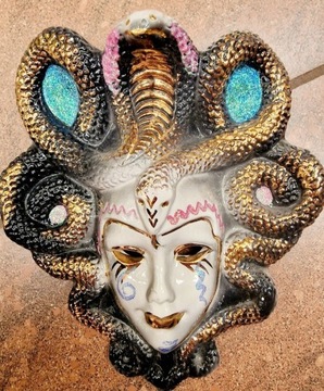 Nowa szklana maska Venecka do powieszenia wąż