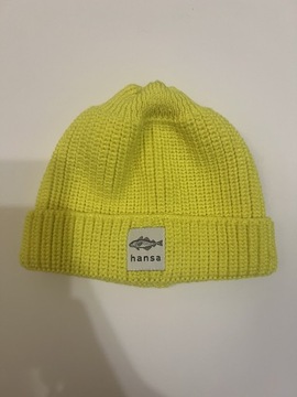 beanie czapka hansa wear żółty fluo neonowy 100% merino 