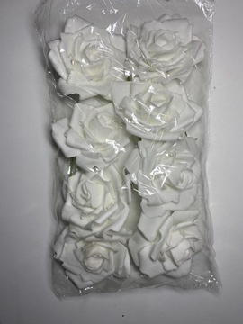 Róże piankowe białe sztuczne róże 8cm
