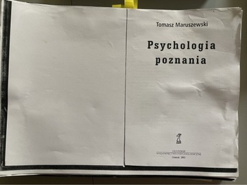 Psychologia poznania Tomasz Maruszewski
