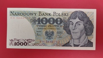 Banknot 1000 zł z 1982r. Seria KH.