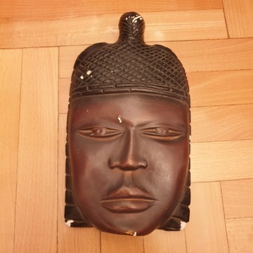 Ceramika prl maska "afrykańska" na ścianę