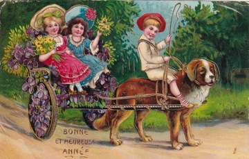 Pies. Zaprzęg. Okolicznościowa z 1910 r.