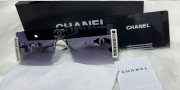 Chanel damskie okulary przeciwsłoneczne biało złote