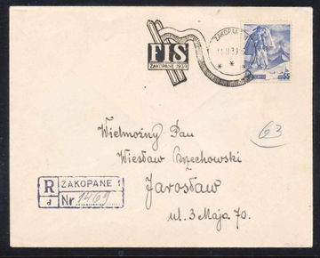 1939 PMW, polecony, R-ZAKOPANE 1, FIS.