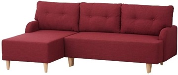 Ikea sofa 3 osobowa z szezlongiem rozkładana czerw