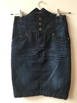 Ołówkowa spódnica jeansowa z wysokim stanem, roz.M
