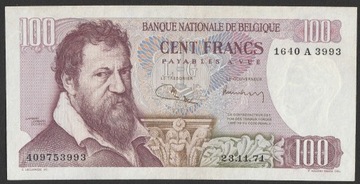 Belgia 100 franków 1971 - stan bankowy UNC -