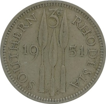 Rodezja Południowa 3 pence 1951, KM#20