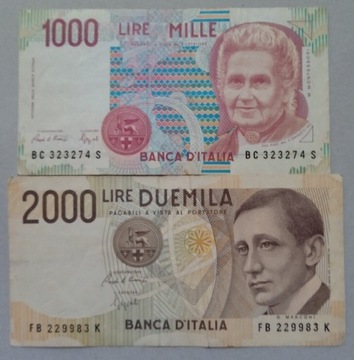 Włochy 1990 banknoty x2