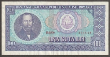 Rumunia 100 lei 1966 - Balcescu - B.0200