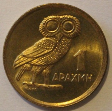 SOWA  ATEŃSKA - 1 DRACHMA 1973 GRECJA - PIĘKNA