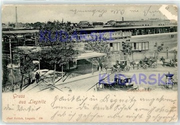 LEGNICA Liegnitz dworzec kolejowy dorożki 1899