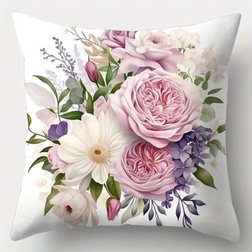 Poduszka dekoracyjna w kwiaty róże vintage 45x45