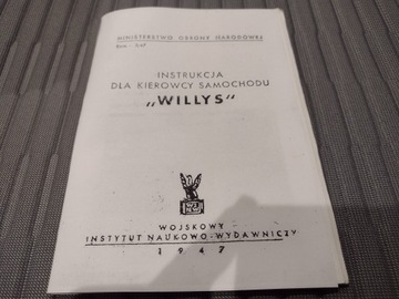 WILLYS Instrukcja Obsługi książka 1947 JEEP
