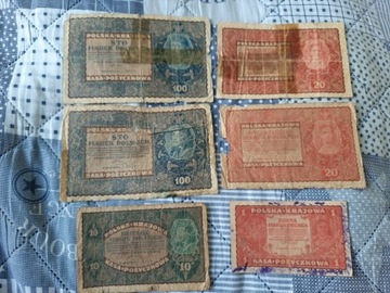 banknoty 1,10,20,100 marek polskich marki PRL 1919