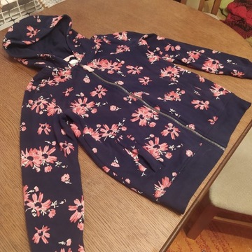 Bluza  z kapturem granatowa kwiaty rozm. 158-164