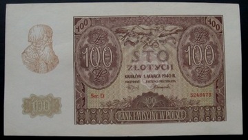 3szt: 100zł 1940r.100zł 1941 ,50zł 1941r.- UNC. 