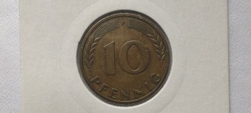 Niemcy 2 fenigi, 1958 rok. Znak menniczy „F”. #S35