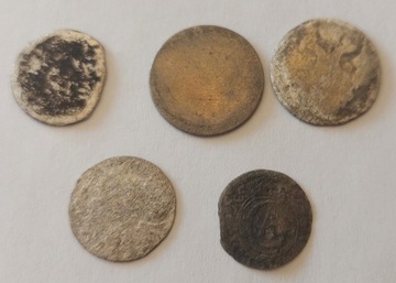Zestaw starych monet Zabór rosyjski, okupacja Szwedzka