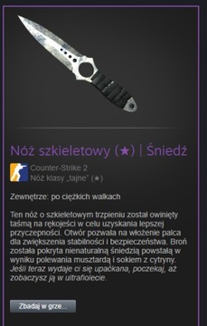 Nóż szkieletowy Śniedź BS SKIN SKINY CS2 CSGO