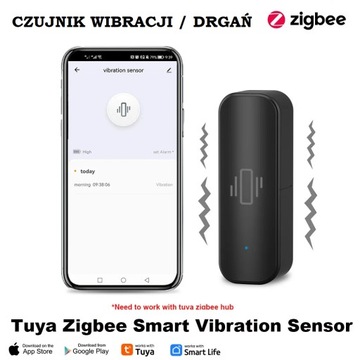 Smart Czujnik wibracji drgań TUYA SmartLife ZigBee 