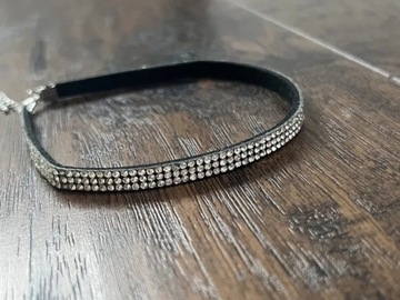 Srebrny silver naszyjnik black necklace diamond kr