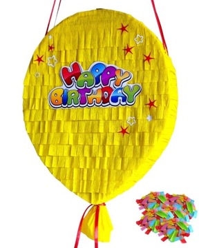 Piniata Balon Happy Birthday 37*29*8cm żółty.