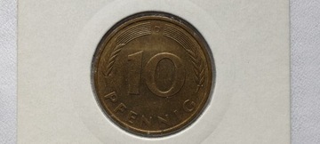 Niemcy 10 fenigów, 1987 r. Znak menniczy „D”. #S62