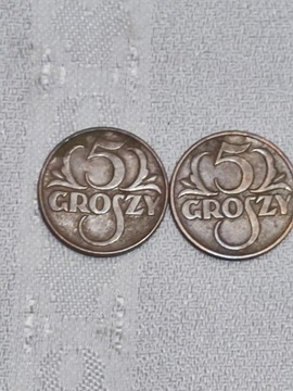 5 GROSZY MONETY z 1938 roku 2 sztuki