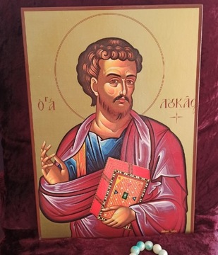 Obraz na drewnie nadruk lakierowany ikona Święty Łukasz vintage