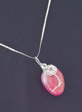 Wisiorek zawieszka wire wrapping różowy agat 