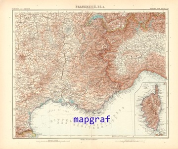 FRANCJA PD-WSCH KORSYKA stara mapa z 1906 roku 30