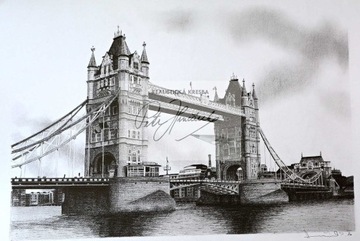 rysunek ołówkiem utf-8RE098 LONDÝN BRIDGE   