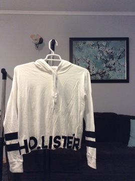 Damska bluzka z kapturem Hollister S biała 