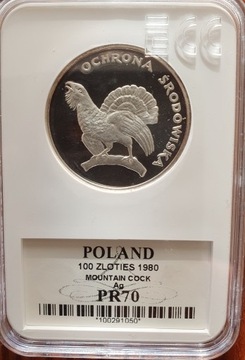 100 zł. Głuszec 1980 r. Ochrona środowiska 