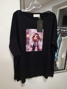 Sweter My luxe laleczka oversizowy czarny 